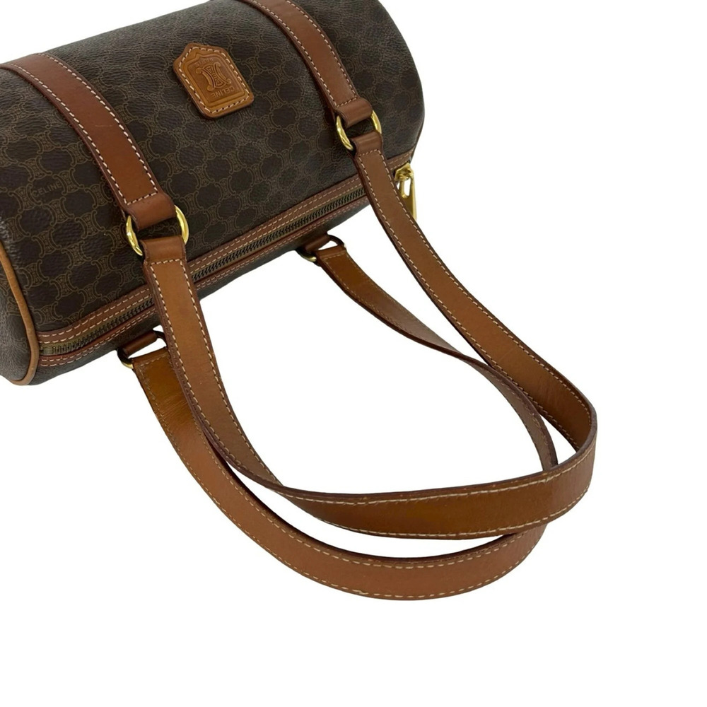 CELINE Vintage Magadham Blazon Triomphe Pattern Leather Handbag Mini Boston B... - Picture 4 of 10